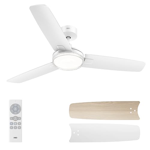 Dreo Ceiling Fans with Lights and Remote, 42'' White Ceiling Fan, 5CCT, 6-Level Dimmable, 6 Speeds, Quick-install, Quiet Reversible DC Motor, 1-4-8H T