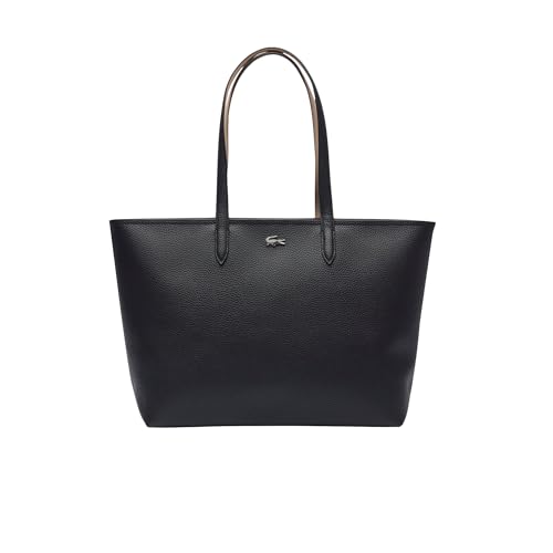Lacoste Bolsa feminina Anna com zíper, Noir Krema, 5.51 inches (W) x 13.58 inches (L) x 11.42 inches (H)