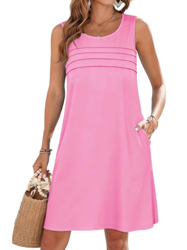 Image of CHICGAL Womens Summer Dresses Casual Loose Pleated Front Tshirt Sleeveless Tank Sundresses with Pockets 2026