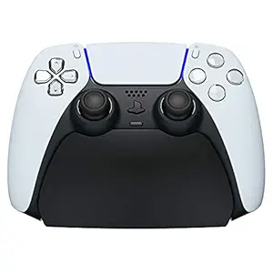 PlayVital Solid Black Controller Display Stand for Playstation 5, Gamepad Accessories Desk Holder for DualSense 5 PS5 Controller with Rubber Pads