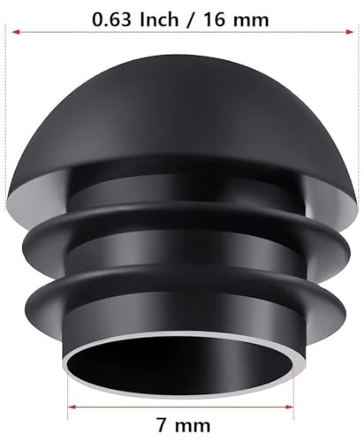 Image of OGC (10 Pack) - 0.63 Inch / 16 mm OD Round Black for 5 /8 inch Plastic End Caps Plugs Chair Leg Inserts for Metal Legs Round Tube Inserts Chair Leg Glide Furniture Protectors (50)