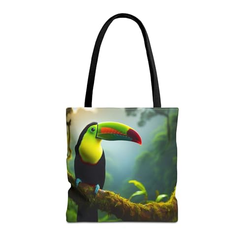 Premium Tote Bag Featuring a Keel-billed Toucan with Colorful Bill and Reinforced Stitching on Handles