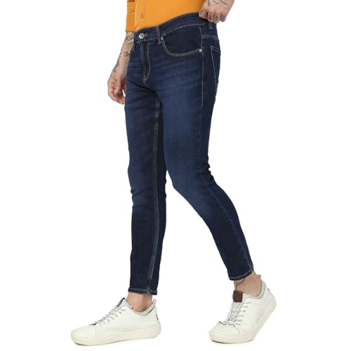 Image of Spykar Blue Slim Fit Mid Rise Jeans for Men