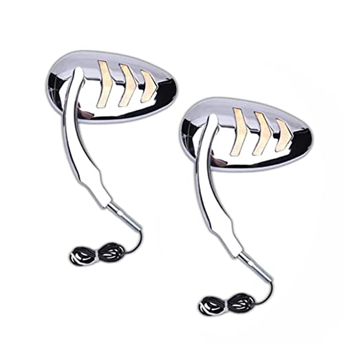 TOTMOX 1 paire de rétroviseurs latéraux en aluminium avec clignotant LED ambre compatible avec Harley, rétroviseurs en verre HD argent pour moto