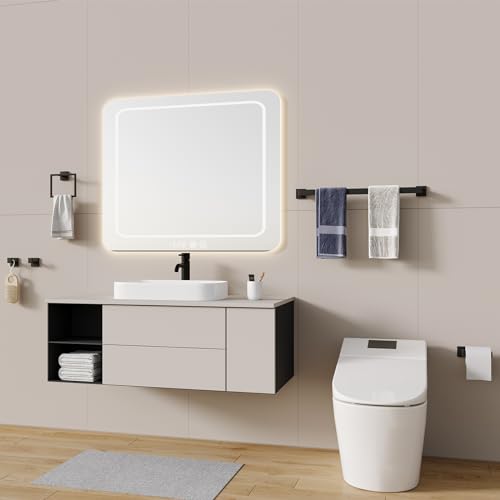 Foto de Juego de 10 accesorios de baño negro mate, juego de accesorios de baño de acero inoxidable, toalleros para baño montado en la pared de 24 pulgadas, juego de toallas de baño de 24 pulgadas. (imagen 7)