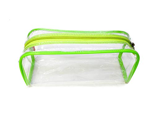 Image of iShine Multipurpose Travel Morning Zipper Pouch for Men and Women Transparent Medium (Pack of 3, Green)