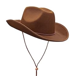 Generisch Cowboy Hut Unisex Cowboyhut Damen Herren Westernhut Fedora Hut Breiter Krempe mit Lederband