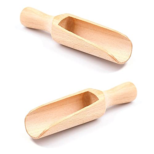 2x Large Wooden Scoop - 6 Inch Natural Beech Wood Scoop for Coffee, Flour, Bath Salt, Pepper, Sugar, Cereal, Spices - Multipurpose Spoon â€“ MR. WOODWARE
