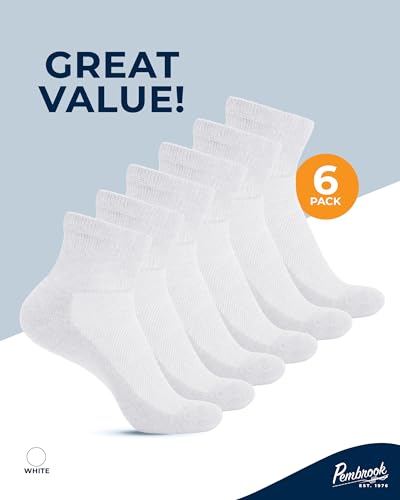 Pembrook Ankle Diabetic Socks for Women & Men | 6 Pairs | Wide Non Binding Socks Quarter Length | Edema Neuropathy Socks