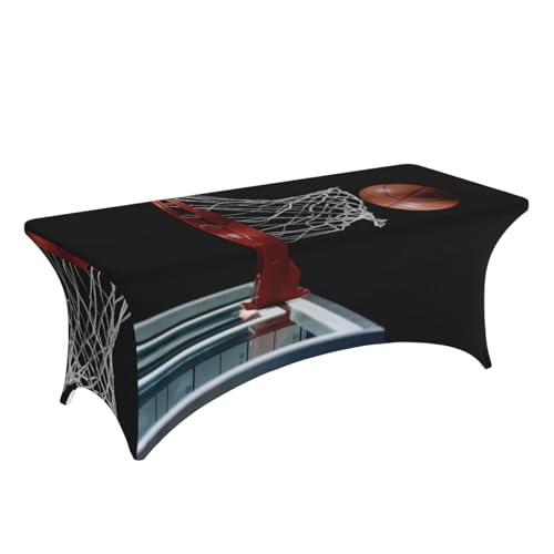 Nappe de table rectangulaire extensible en élasthanne imprimé basket-ball