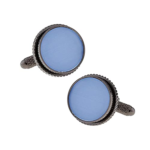 Mancuernillas redondas azules vintage para hombres Daesar miniatura 1