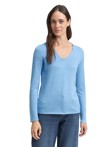 TOM TAILOR 1012976 Suéter, Azul (15584 - Sea Blue Melange), L para Mujer