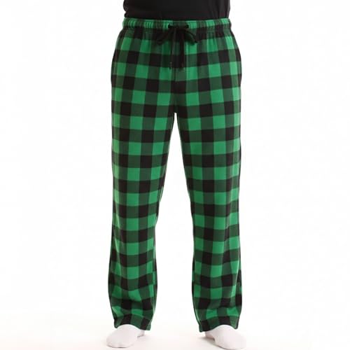Image of #followme Men's Buffalo Plaid Pajama Pants - Micro Fleece Lounge PJs with 2 Pockets, Elastic Waist, Soft Sleep Pants S-XXXL