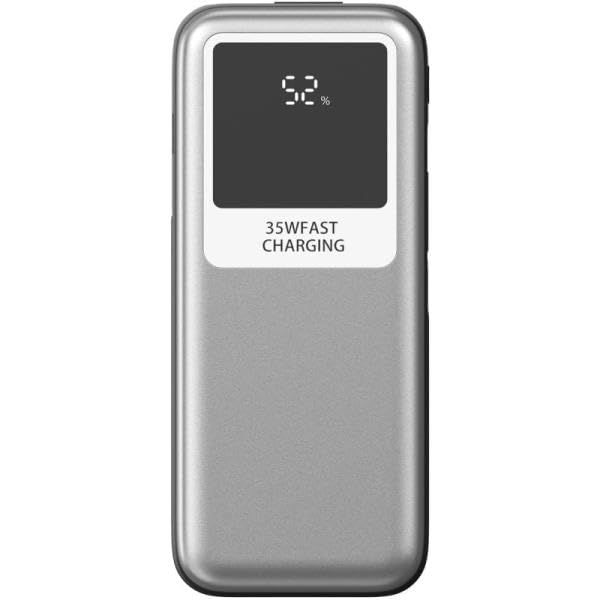 Powerbank 10000mAh Leotec LEPOW35W10S- 35W- Plata y Gris- Incluye Cable USB Tipo-C y Lightning