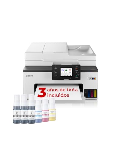 Canon MAXIFY GX2050 – Impresora MegaTank a Color, Copiadora, Escáner y Fax A4 | Hogar y Oficina | Conexión Wi-Fi, Ethernet y USB | Inyección de Tinta | Incluye 6 Botellas de Tinta