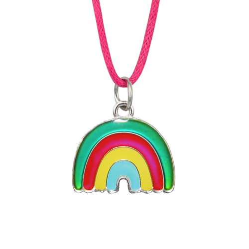 Cute Rainbow Color Change Pendant Mood Necklace Gift For Girls