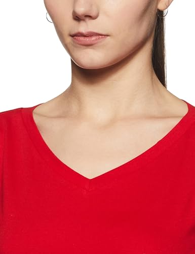 Image of Miss Chase Women's Maroon Super Soft V-Neck Short Sleeves Cotton Solid Regular Fit T-Shirt