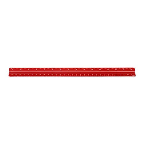 Image of Alumicolor Aluminum Combination Solid Drafting Scale, 12IN, Red