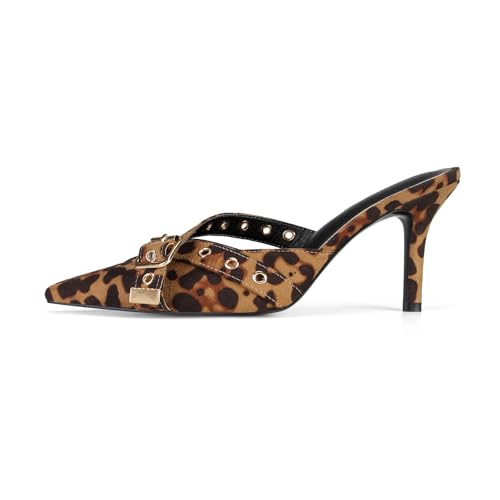Image of Dsevht Black Kitten Heels for Women Pointed Closed Toe Dressy Bow Heel Vintage Heeled Mules Sexy Pointy Studded Slip on Stiletto Pump Shoes