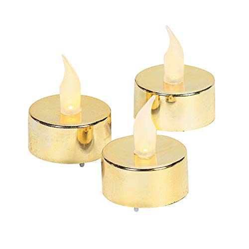 Gold Battery Operated Tealight Candles ~1 Dozen