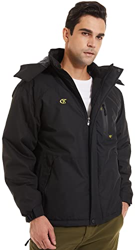 Image of QPNGRP Mens Waterproof Fleece Ski Jacket Windproof Winter Snow Coat