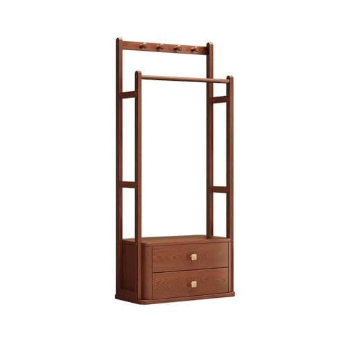 perchero vertical Colgador de ropa de madera maciza, colgador de ropa de pie for dormitorio, hogar, sala de estar, puede sentarse en el perchero, estante de almacenamiento en habitación Simple percher