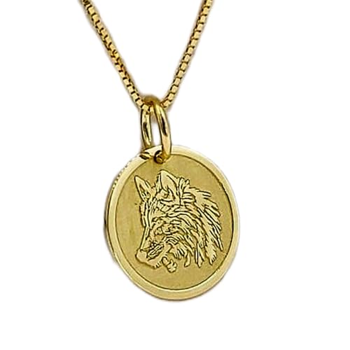 Pendentif tête de loup en argent plaqué or, le cadeau unisexe idéal avec chaîne 45 cm