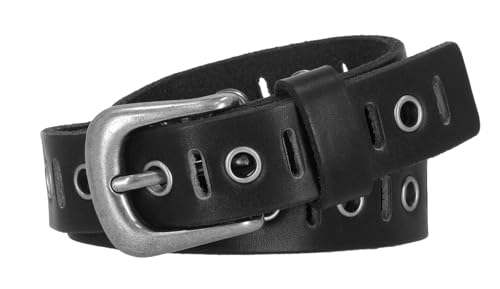 Harley-Davidson Women's Eyelet Perf Embossed B&S Genuine Leather Belt - Black
