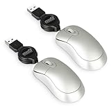 2 Pack Mini Retractable Cable Wired USB Optical Mouse for Apple Mac Pro HP Dell Lenovo Thinkpad Sony Asus Acer Tablet/PC, works Windows 10/7/8/XP,Mac OS,Linux, EEEKit 2in1 Travel Mouse Solution Kit