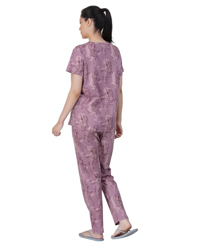 Image of Women's Premium Cotton Print Night Suits - Comfortable & Stylish Pajama Set with Pockets
