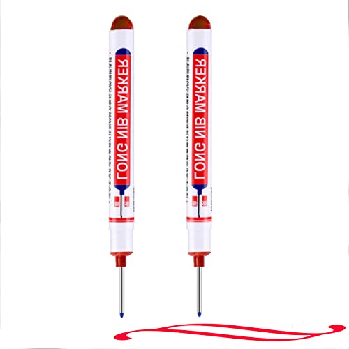 Zimmermannsbleistifte Anreißwerkzeug,2 Stück Tieflochmarker Mess Planwerkzeuge,Bleistift Baustelle Holzbearbeitungswerkzeuge,Anreißwerkzeug Oberfräsentisch,Metallic-Marker Fliesen,Glas,Holz(rot)