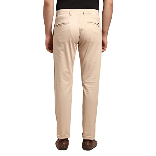 Image of Parx Men's Cotton Blend Dobby Pattern Low Rise Tapered Fit Flat Front Casual Trouser