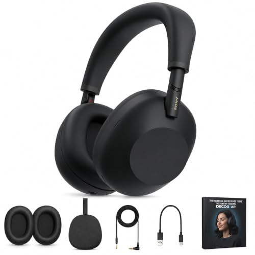 Image of Sony WH1000XM6 /B Best Wireless Noise Canceling Headphones, Black Bundle with Deco Essentials Headphones Ear Pads Replacement Headset Ear Cushions and Deco Gear Unofficial Master Guide