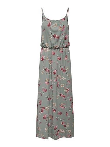ONLY Damen Onlwinner S/L Maxi Dress Noos Ptm, Chinois Green/Aop:red Roses,...