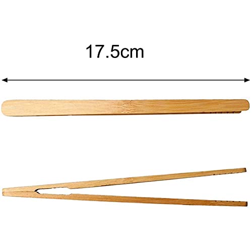 nuoshen 8 pcs Bamboo Tongs, 17.5 cm/6.9 inch Toaster Tongs for Cooking Toast Bread Pickles Tea Bamboo Kitchen Tongs