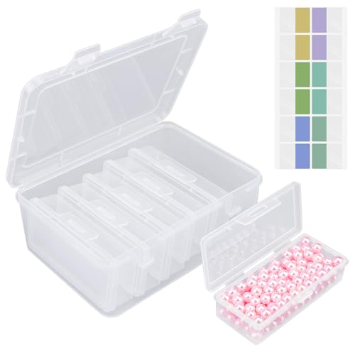 Image of Cosics Bead Organizers and Storage, Clear Plastic Bead Storage Containers with Lid, 6 Mini Rectangles Boxes for DIY Jewelry, Bracelet Making, Stickers, False Nails, Screws, Seeds