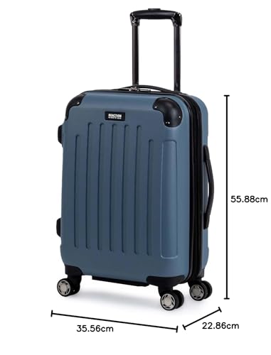 Image of Kenneth Cole REACTION Renegade Luggage Expandable 8-Wheel Spinner Lightweight Hardside Suitcase, Granite Blue, 20-Inch Carry On, Renegade collection