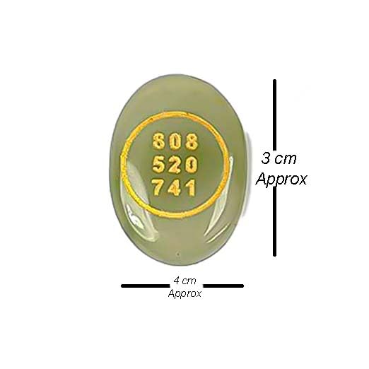 Image of Pre-Energized Natural Green Aventurine Zibu Coin to Attract Money Coin Cash flow and Wealth. Certified. Angle Number & Zibu Symbol of Abundance. Cabochon Oval Shape Feng Shui Both Side 1 Pc