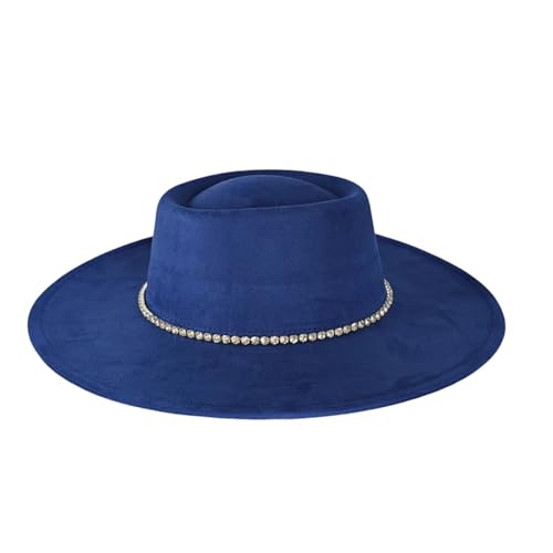 Unisex Suede Fedora Hat Flat Top Wide Brim Felt Luxury British Style Fashion Panama Jazz Hat For Men Women