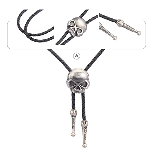 Image of GelConnie Native American Bolo Tie Rodeo Cowboy Leather Necktie Western Necklace Costume Accessories for Men,Women