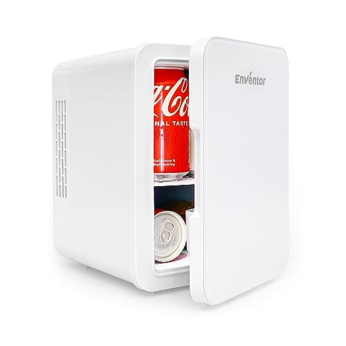 Enventor Mini Fridge 4 Litre, 6 Can Mini Fridges for Bedrooms, AC+12V DC Power Cooler & Warmer,...