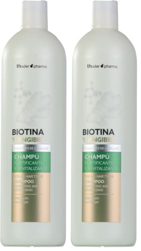 Thader Pharma Champú de Biotina y Jengibre que aporta fuerza y revitalización al cabello, 1000 ml (Paquete de 2)