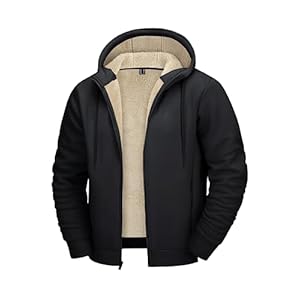 CRYSULLY Men’s Sherpa Lined Jacket Fleece Full Zip Winter Hooded Sweatshirt Coats