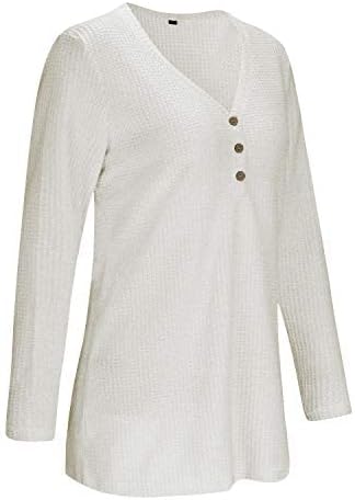 OUGES Women's Long Sleeve Button Loose Casual Blouses Tunic Tops