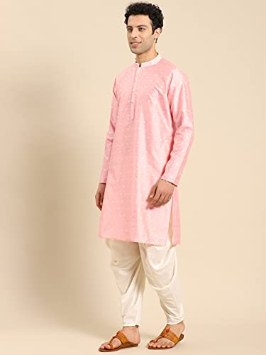 Image of Men's Navy Blue Cotton Festive Wear Regular Fit Woven Design Kurta | Indian Wedding Wear Kurta | Festive Ethnic Kurta