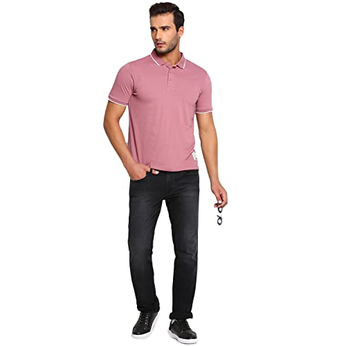 Image of Wrangler Men Dark Coral Solid Regular Fit T-Shirt