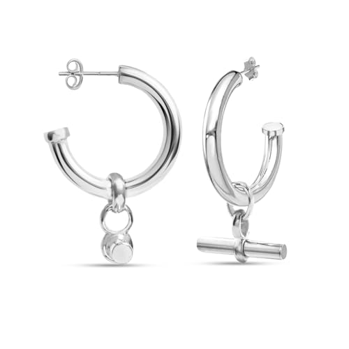 Créoles en argent 925 avec barre en T de 43mm élégantes