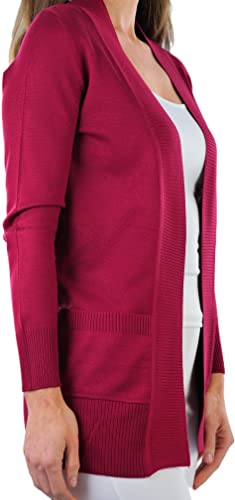Image of ToBeInStyle Women's Long Sleeve Rib Banded Open Sweater Cardigan