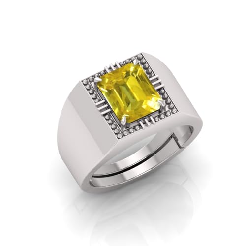 Bague saphir jaune naturel idée cadeau bague argent mixte S-B0CV1WB6