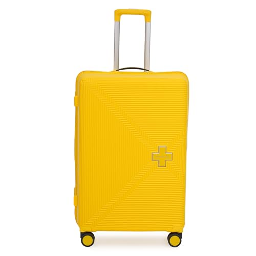 Image of SWISS MILITARY Maze 75CM Hard Trolley Bag, 106L Large Polypropylene Luggage, TSA Lock, 360 Dual Wheels, Anti-Theft Zipper, Branded Interior, Strong Handle, Long Trip Travel Suitcase, 28 inch